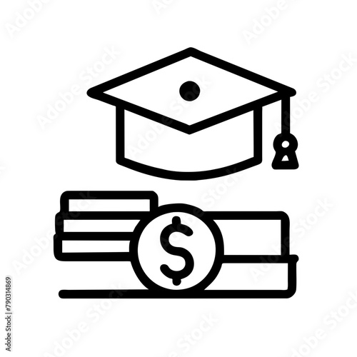 Financial Aid for Learning icon vector graphics element silhouette educational sign symbol on a Transparent Background 