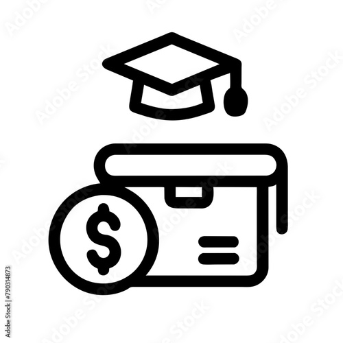 Financial Aid for Learning icon vector graphics element silhouette educational sign symbol on a Transparent Background 