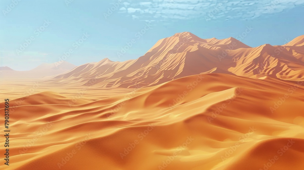 Desert Landscape With Distant Mountains