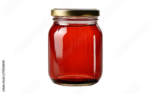 Glass Jar on Transparent Background Filled with Red Tomato Sauce