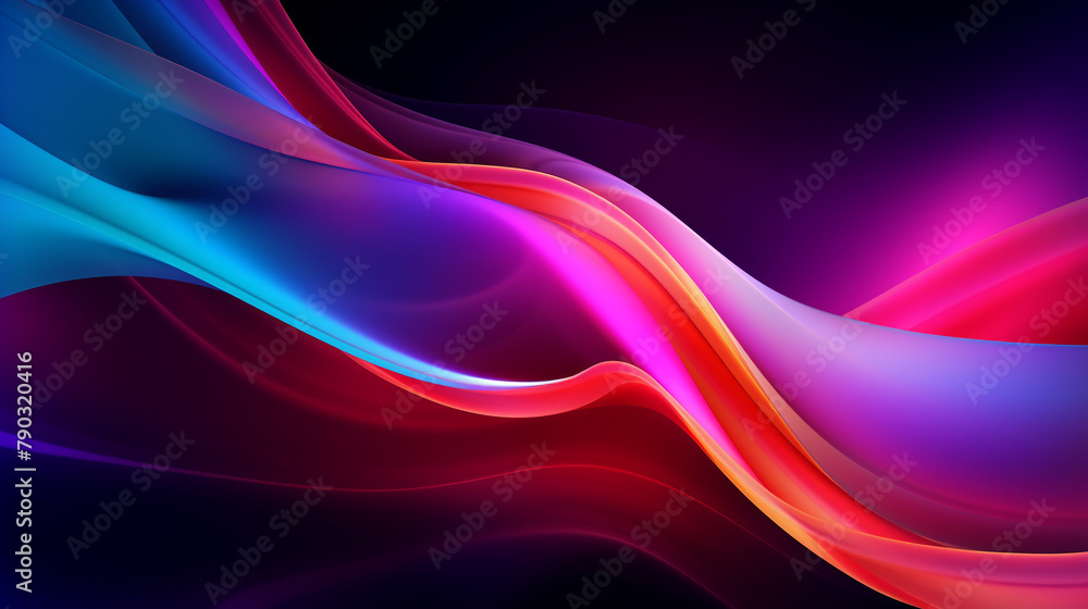 Blue and purple abstract waves flow with energy in a digital art background design