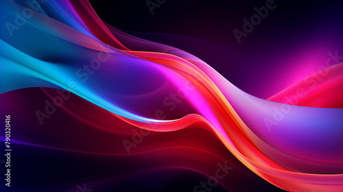 Blue and purple abstract waves flow with energy in a digital art background design