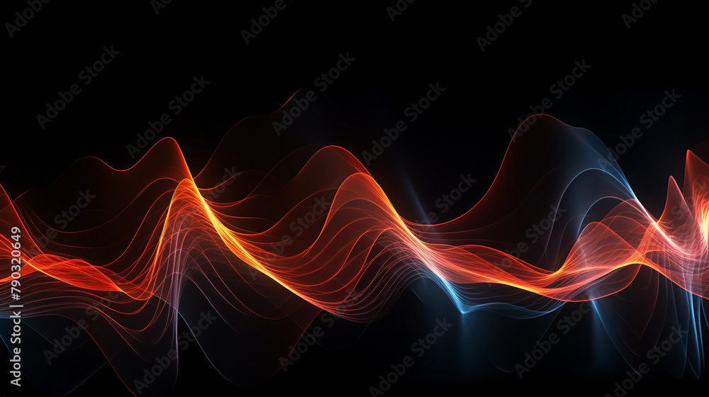 Visualization of sound waves emanating from a speaker, dynamic lines ...