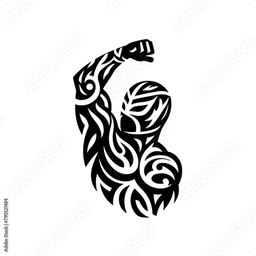 lucha libre in modern tribal tattoo, abstract line art of people, minimalist contour. Vector