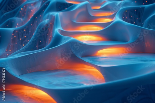 platforms made of white clay and light, abstract background photo