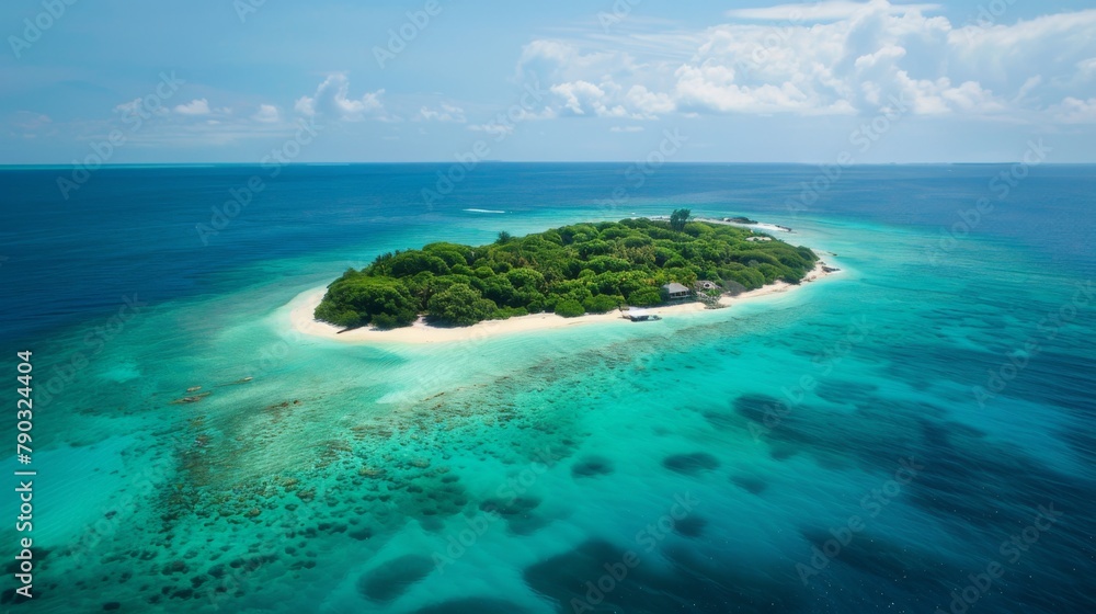 Island escape: A remote tropical island is surrounded by turquoise waters, offering a secluded paradise for those seeking tranquility. Island escape: A remote tropical island is surrounded by turquoise waters, offering a secluded paradise for those seeking tranquility.