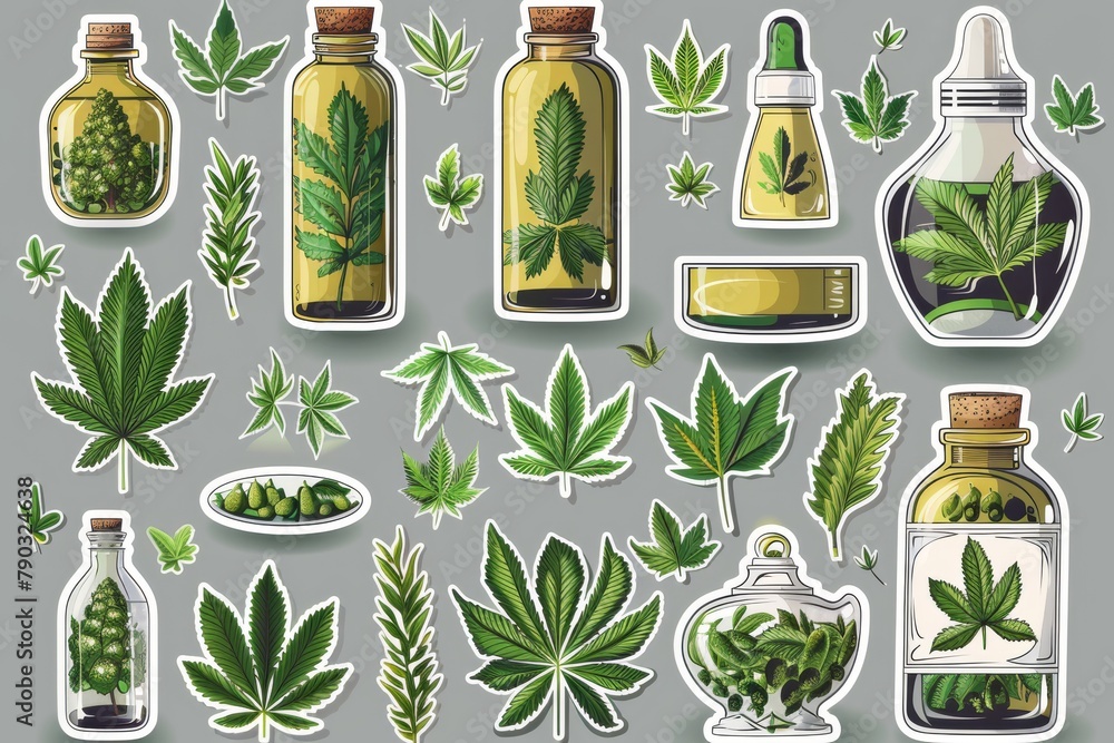Medical Cannabis and Wild Plants: Exploring CBD Oil, Therapeutic Extracts, and Anti Inflammatory Benefits for Health and Beauty in Eco Friendly Practices - obrazy, fototapety, plakaty 