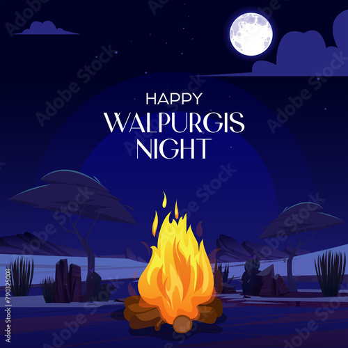 Happy Walpurgis Night Dark blue color Social media post
