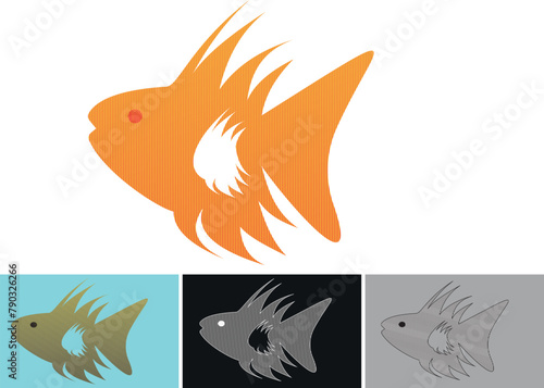 set of goldfish isolated fish logo design