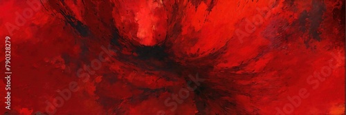 Abstract art, grunge style, scarlet red and black color. Contemporary painting. Modern poster for wall decoration photo
