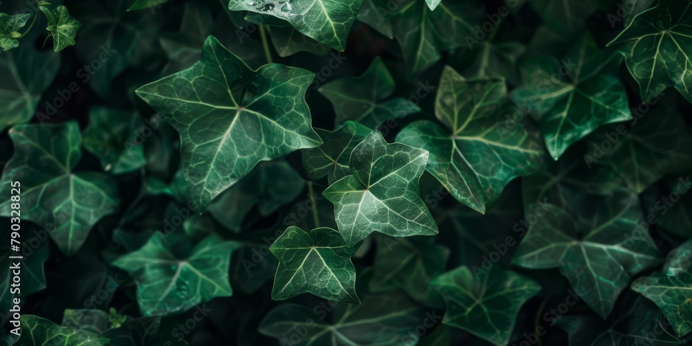 Dark green ivy leaves background, generated with AI Dark green ivy leaves background, generated with AI