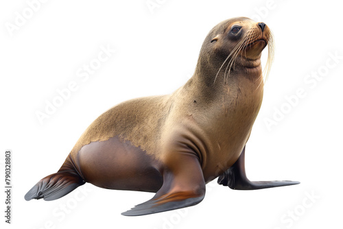 Graceful Sea Lion Resting Isolated on Transparent Background, cut out. PNG