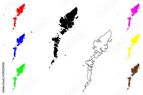 Comhairle nan Eilean Siar (United Kingdom, Scotland, Local government in Scotland) map vector illustration, scribble sketch Na h-Eileanan Siar ( Outer Hebrides and Isle of Lewis) map....