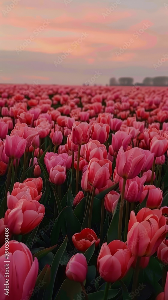 A sea of dreamy and pink flowers, generated with AI