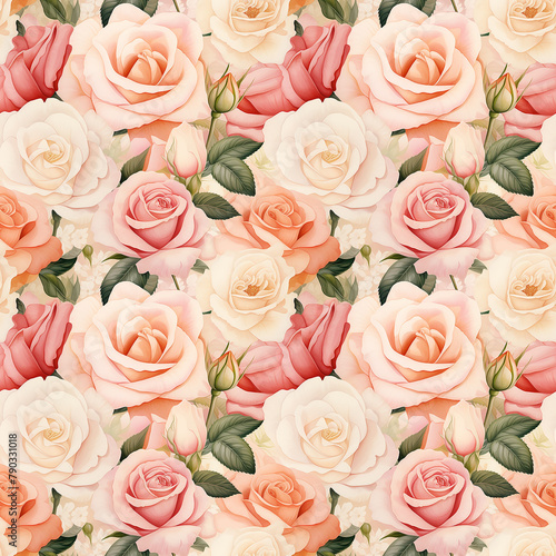 Pink and White Roses on White Background