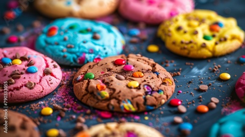 Colorful Cookies on ardoise background, generated with AI