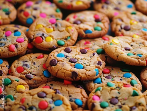 Colorful Cookies on banner background, generated with AI