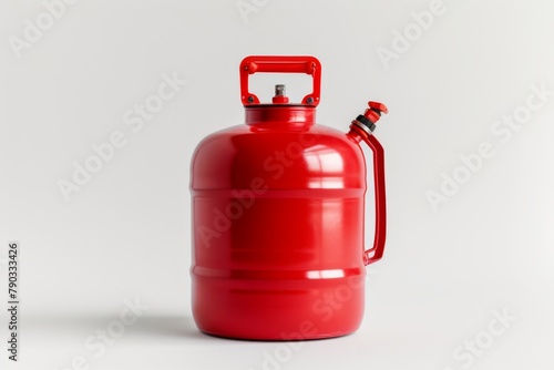 An ultra realistic image of gas in a typical red tank, white background , generated with AI