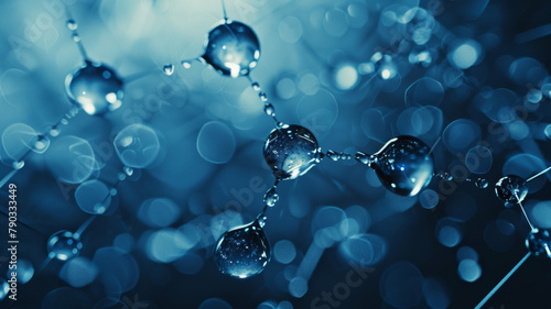 Blue molecule structure 3D illustration photo