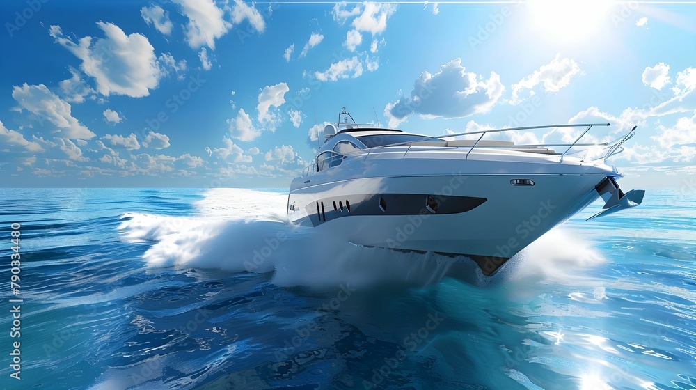 Naklejka premium YATCH IN THE SEA WALLPAPER BACKGROUND