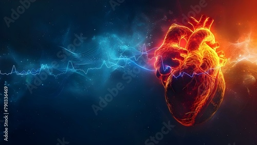 Heart Rhythms: From EKG Pulse to Digital Wave. Concept Cardiac Health, Technology Advances, Digital Diagnostics, Heartbeat Monitoring, EKG Interpretation photo