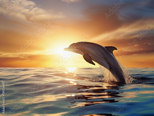 Dolphin Leap at Sunset © pavlofox