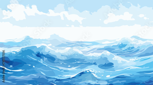 Blue water color paint background vector 2d flat ca