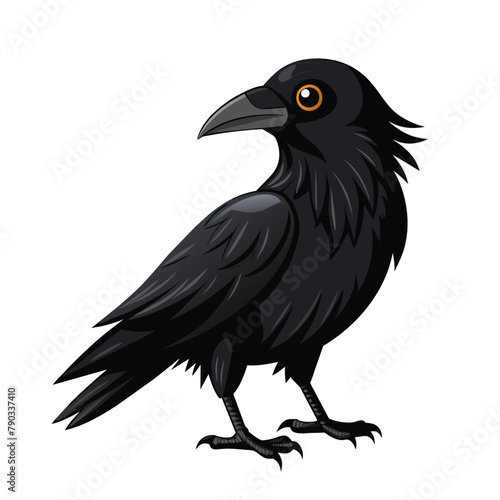 crow bird cartoon style on white background