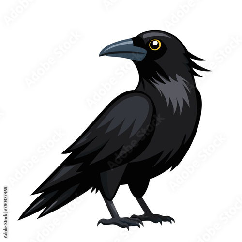 crow bird cartoon style on white background