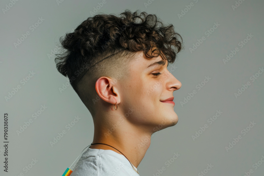 Calm Trans Man in White Tee with Pride Flag on Shoulder
Calm Trans Man in White Tee with Pride Flag on Shoulder