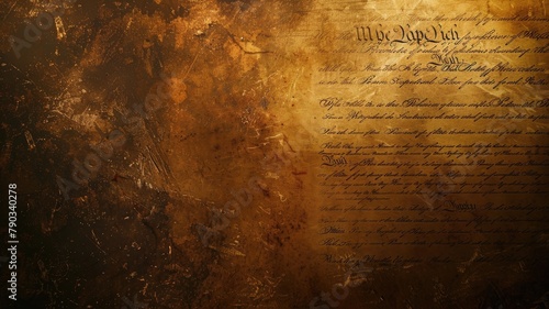 Old manuscript with illegible text and vintage texture photo