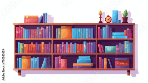 Bookshelf vector 2d flat cartoon vactor illustratio