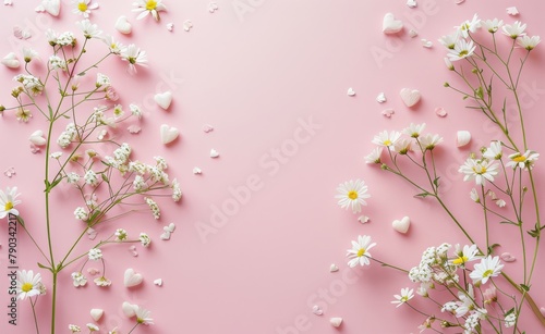 White Flowers on Pink Background © yganko