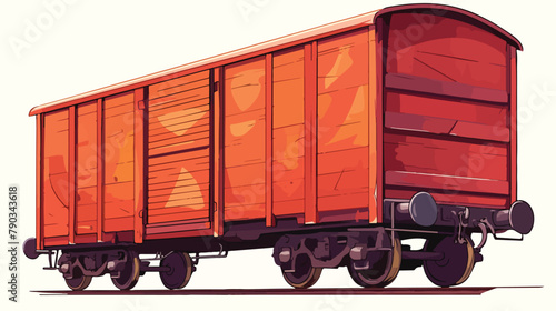 Boxcar. Railroad car isolated on white. Vector illu