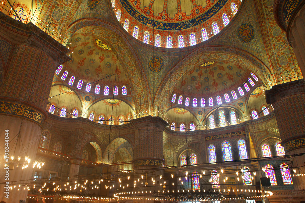 Istanbul, Turkey, a view of the interior of the famous Blue Mosque