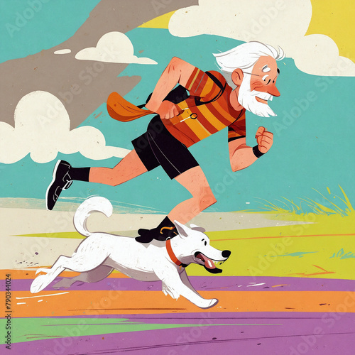 Joyful Run: Person and Dog Enjoying the Outdoors Together