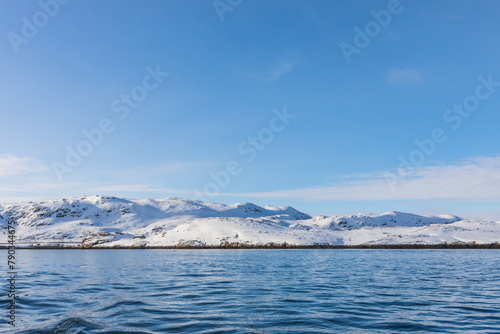 northern polar landscapes in the Teriberka Nature Park on the shore of the Barents Sea, Murmansk, Russia