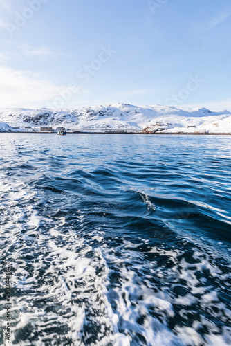 northern polar landscapes in the Teriberka Nature Park on the shore of the Barents Sea, Murmansk, Russia