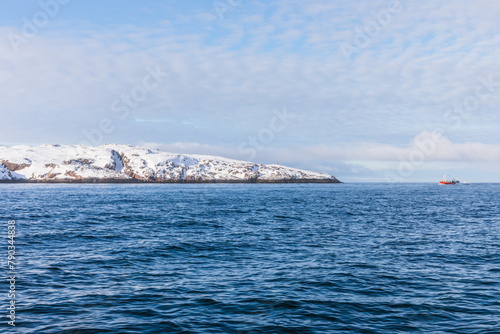 northern polar landscapes in the Teriberka Nature Park on the shore of the Barents Sea, Murmansk, Russia