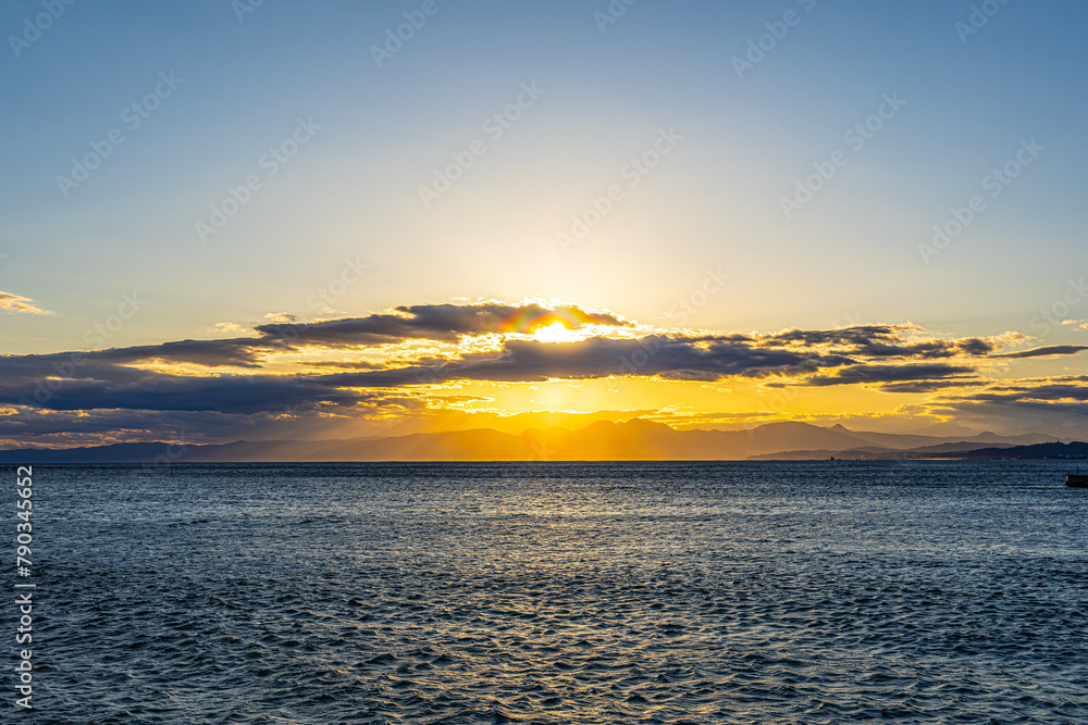 Fototapeta premium Enoshima sunset over the sea, Japan