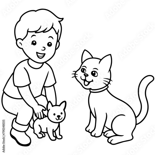 child with cat