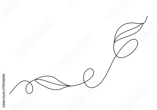 Leaves, one line drawing vector illustration.