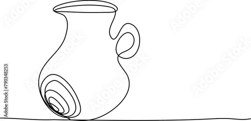 Jug, one line drawing vector illustration.