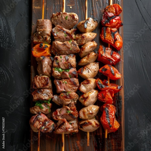 Wallpaper Mural Skewers of Delight: A Culinary Symphony on Wooden Stage Torontodigital.ca