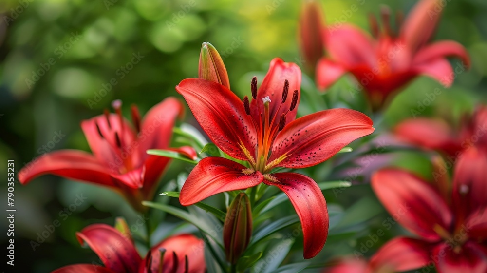 Beautiful red blooms flourish in garden Beautiful red blooms flourish in garden