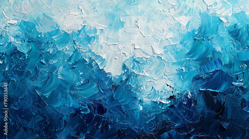 A vibrant blue oceanic texture sea foam abstract art from a serene original painting for abstract background in blue turquoise color detailed Ocean wave. 