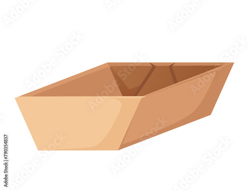 Paper or cardboard packaging box for fast food takeaway meal vector illustration isolated on white background