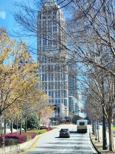 Atlanta traffic in the city in spring