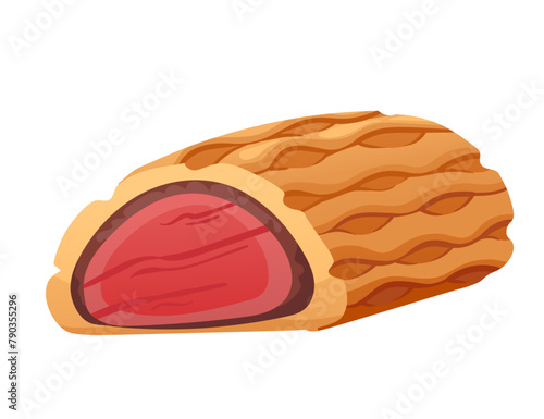 Tasty cuisine beef wellington delicious dish vector illustration isolated on white background