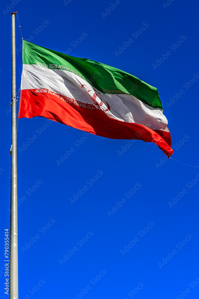 Flag of Iran fluttering in the wind